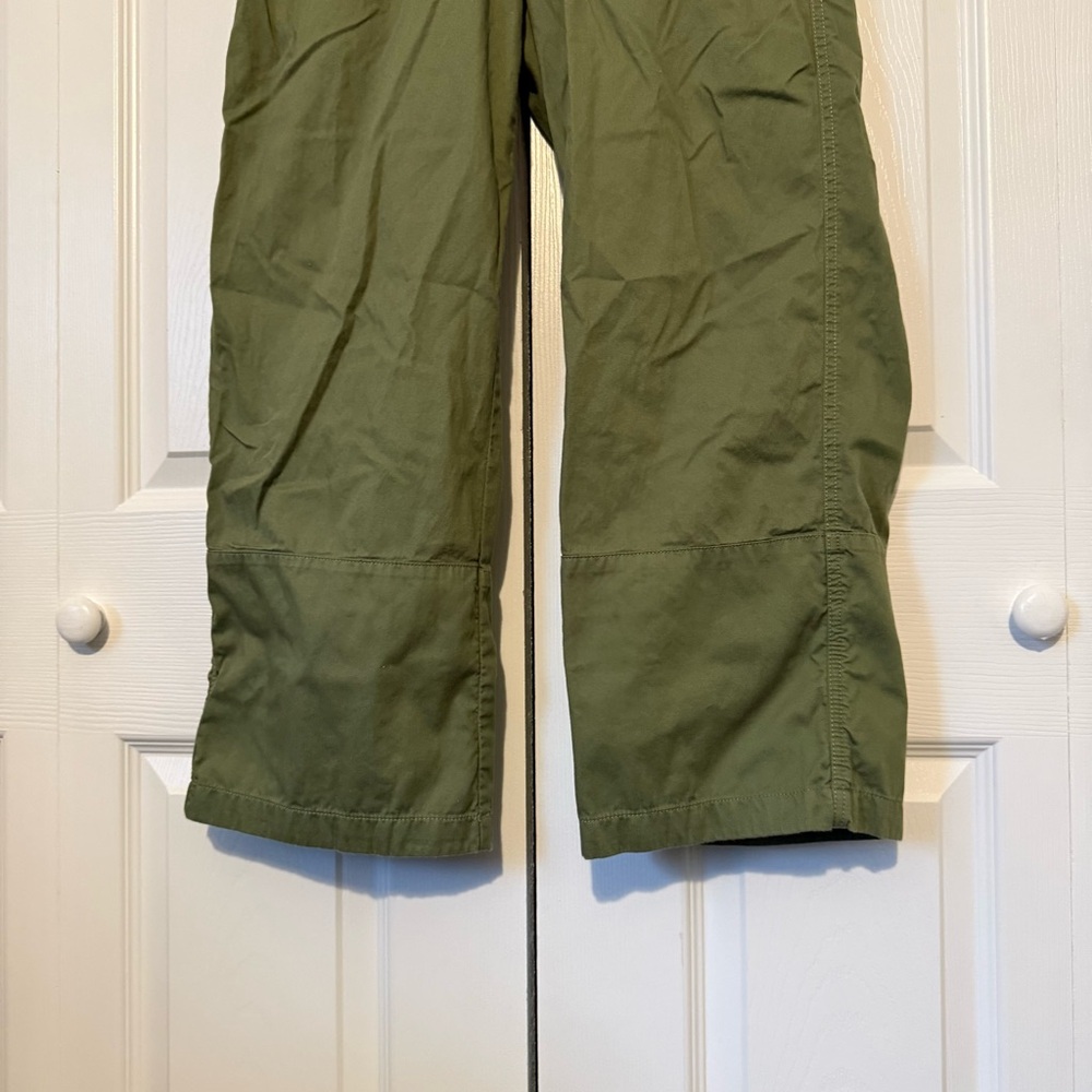 Pact Daily Twill Cropped Pants Medium Organic Cotton Stretch Olive Green Pull On - Picture 3 of 8